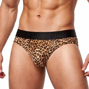 Jockmail Large (30-32) Leopard Print Backless Briefs JM318 Brown Animal Print
